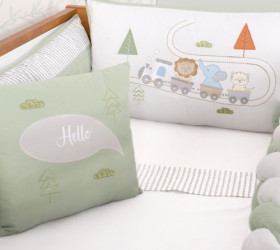 Kit de Berço Trenzinho da Amizade 09 peças - Coleção Afeto