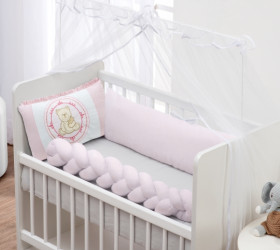 Kit de Berço Mini Kit Trança Bebê Urso Rosa - Coleção Mini Kit